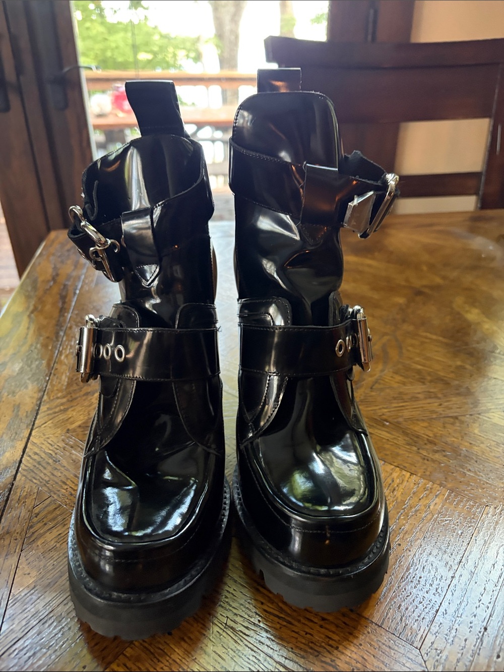 Black Patent Platform Buckle Boots Jeffrey Campbell
 - Women